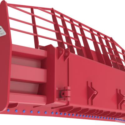 Heavy-duty Enstruc U-blade with large wings for bulk material pushing on construction sites